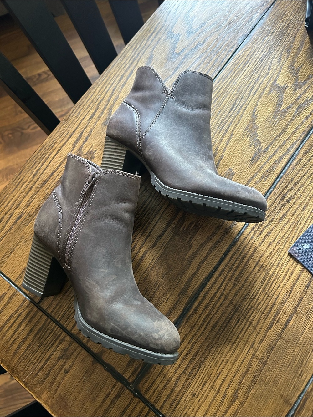 Women's Brown Ankle Booties with Block Heel